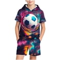 thumbnail image 3 of Sentuca Boys Outfit Sets Graphic Tees Hooded Short Sleeve and Shorts 2 Piece Sets Kids Summer Clothes Size 13-14 Years, 3 of 7