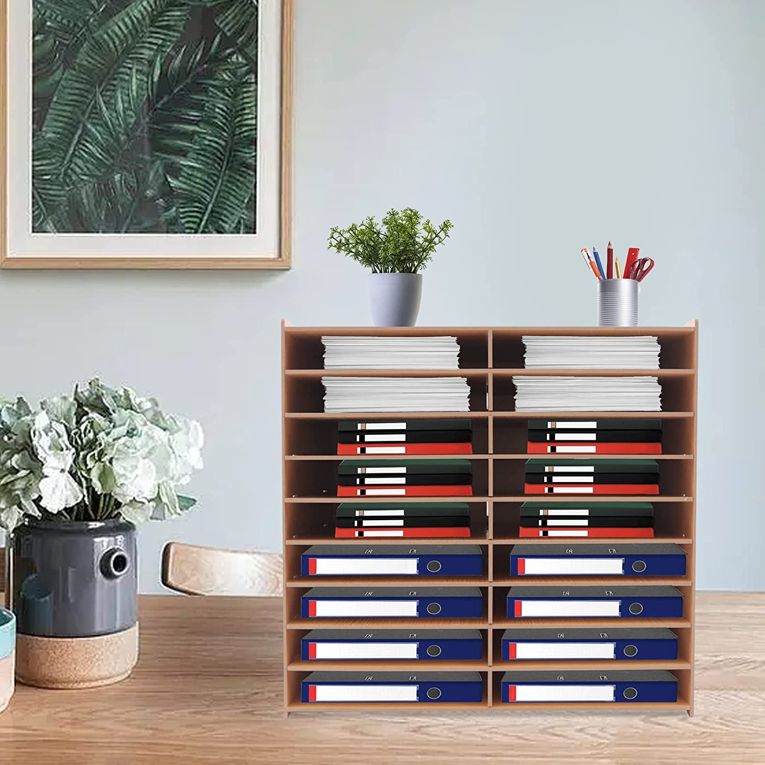 File Organizer for Desk, 9Tier Wood Desktop Organizer Paper Storage