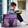 thumbnail image 6 of Water-Resistant 3-Ring Binder Organizer with Multiple Pockets Zipper Binder Bag for Office Purple Sky and Black Cat, 6 of 8