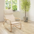 thumbnail image 3 of Costway Modern Bentwood Rocking Chair Fabric Upholstered Relax Rocker Lounge Chair Beige, 3 of 11