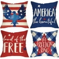 thumbnail image 2 of 4th of July Patriotic American Flag Stars and Stripes Decorative Throw Pillow Cover 18 x 18 Set of 4, America Land of The Free Porch Outdoor Home Decor Freedom USA Polka Dots Cushion Case, 2 of 8