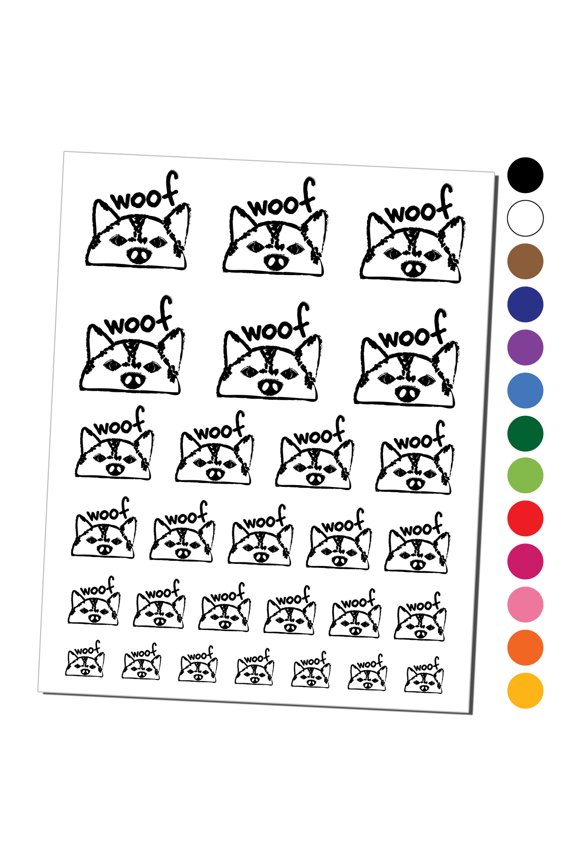 Husky Face Dog Woof Sketch Water Resistant Temporary Tattoo Set Fake Body Art Collection - Orange