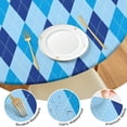 thumbnail image 4 of Light Blue and Dark Blue Argyle Pattern Round Fitted Tablecloth with Elastic Edge,Dining Table Cover Waterproof,Outdoor Round Tablecloth for Camping,Dining,Indoor and Outdoor, 4 of 7