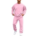 thumbnail image 2 of Dwellite Tracksuit Men 2026 Crewneck Sweatshirt and Joggers Sweatsuit Sets Casual Athletic Workout Lounge Outfit with Pockets Pink M, 2 of 7