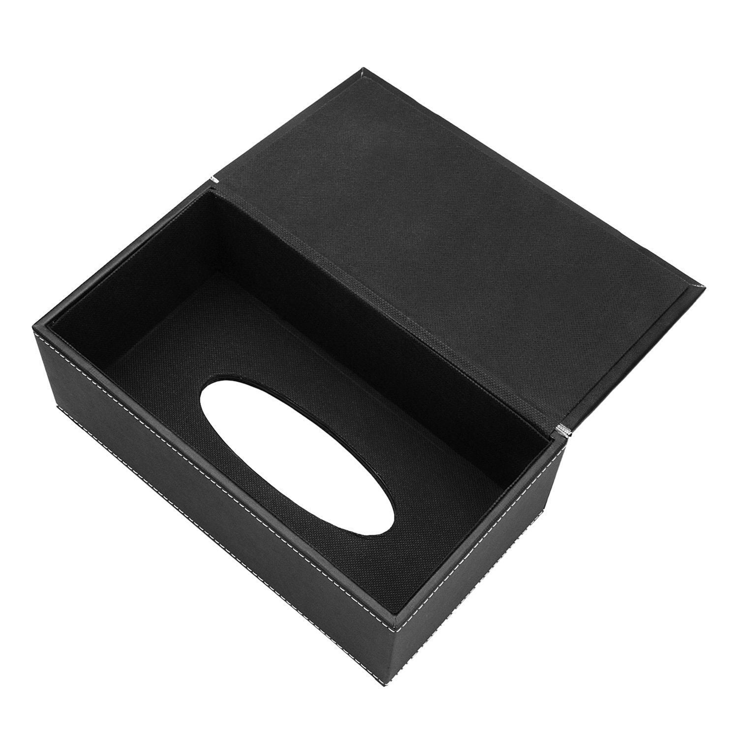 3pcs/set Desk Organizer Sets Leatherette Office Accessories Supplies Including Tissue Holder Pencil And Business Name Cards Stand Black