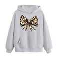 thumbnail image 5 of Trupants Girls' Gray Tracksuit Set 2-13 Years, Casual Sporty Hoodie & Jogger Pants with Leopard Print Bow, 100% Polyester Durable Kids' Outfit,Size 5 T, 5 of 6