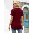 thumbnail image 5 of LOMON Womens V Neck Polo Shirts Short/Long Sleeve Collared Tops Loose Casual Tunic Blouses with Pocket, 5 of 7