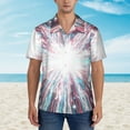 thumbnail image 4 of Daiia Blue Swirl Fireworks Hawaiian Shirt for Men Gentle Cotton Regular Short Sleeve Casual-Small, 4 of 9