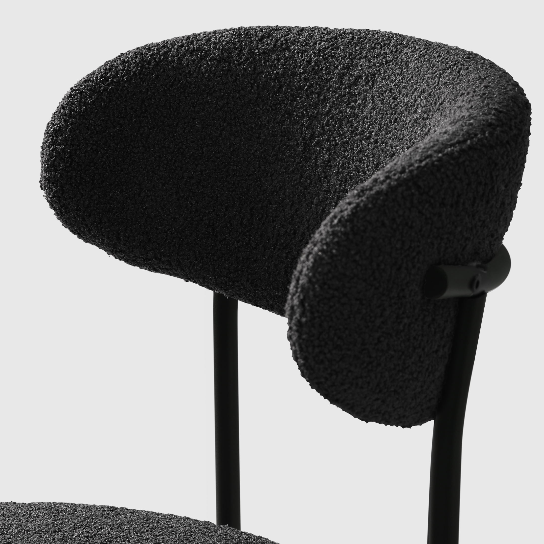 WestinTrends Alexandria Mid-Century Modern Upholstered Sherpa Round Dining Chairs (Set of 2), Black