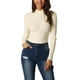 thumbnail image 1 of Suéter casual de manga larga con cuello alto y fruncido en la parte delantera para mujer Inspire Chic, talla XL, color blanco, 1 of 6