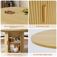 thumbnail image 5 of ChVans 47"-63" Extendable Round Dining Table with Storage, Modern Farmhouse Kitchen Table for 4-8, Round Table with Wood Strip Base, Circle Dining Table, Natural Oak, 5 of 7