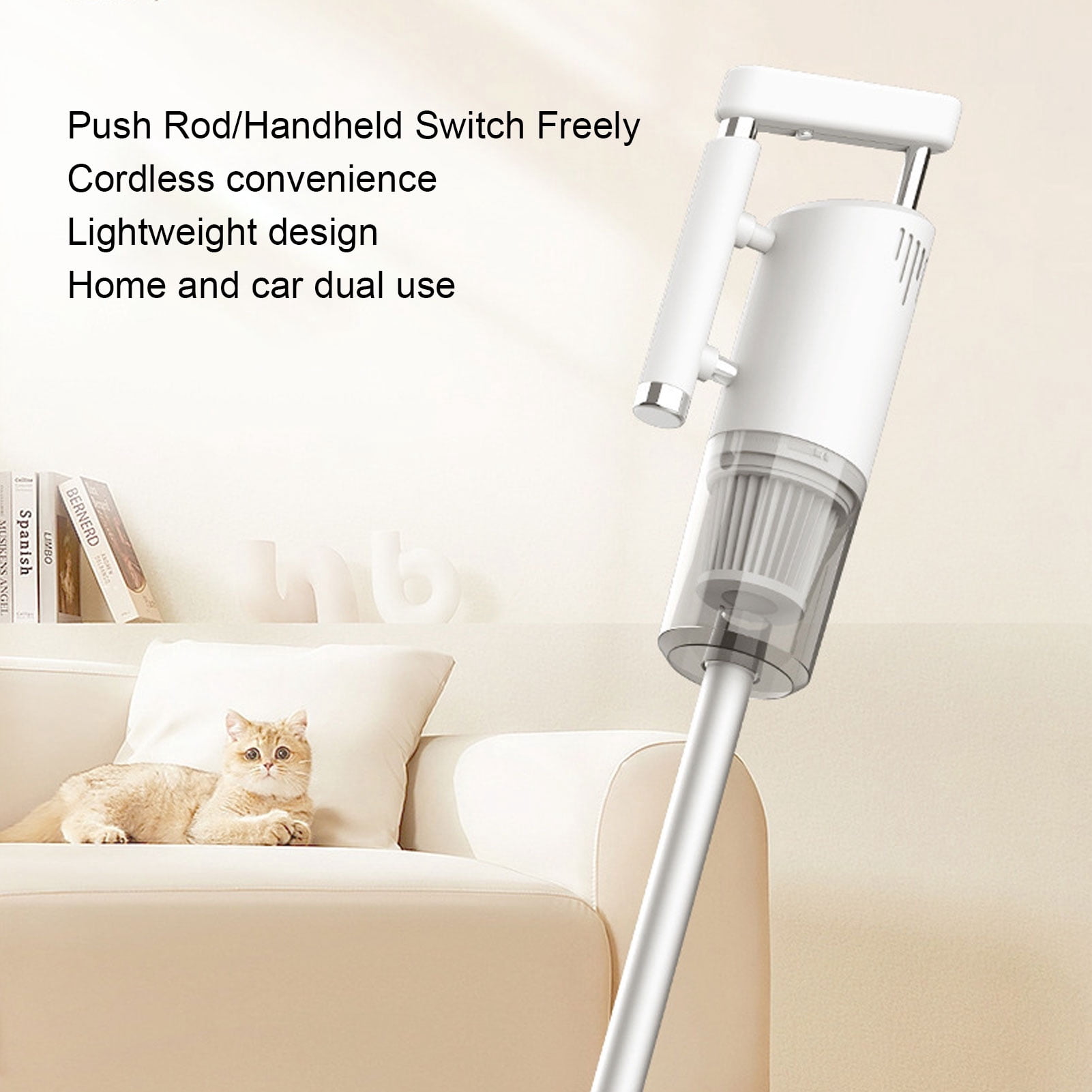 Suodoka Cordless Handheld Vacuum Cleaner, 60W High Power Portable Hand Vacuum for Home and Car (14.96 inches / 38 cm), White