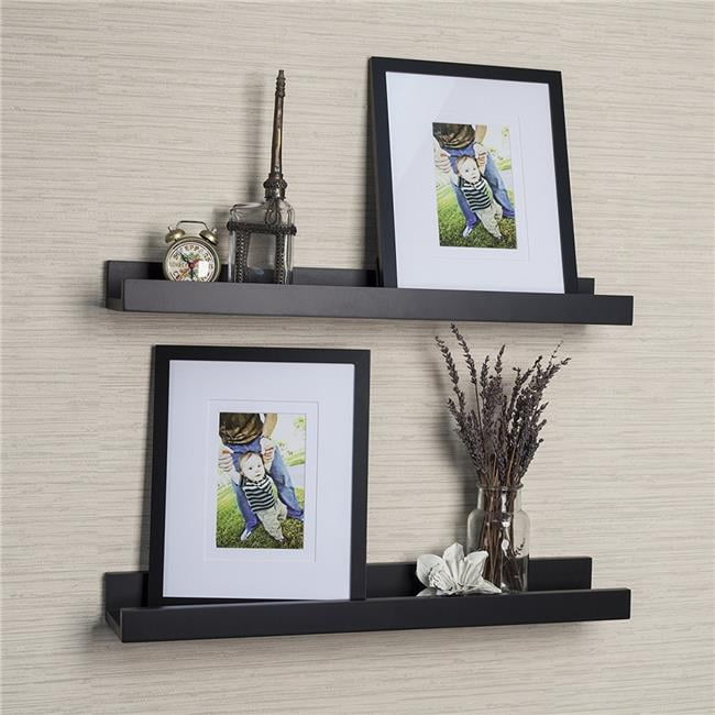 Danyab Br005bk Set Of 2 Ledge Shelves With Photo Frames Black Actual Color
