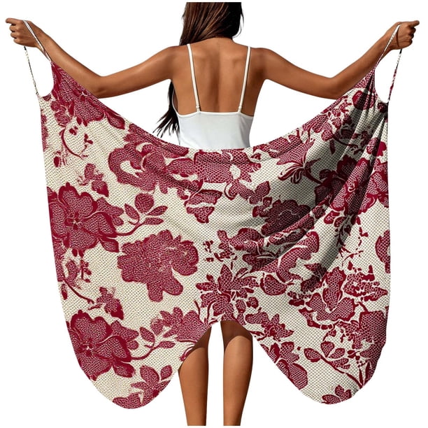 TaTaai Women's Solid Color Butterfly Beach Cover Up Wrap Skirt with Tie Waist Sheer Chiffon Long Dress Lightweight Sarong for Swimwear Vacation Pool Party All Season Wear Gift