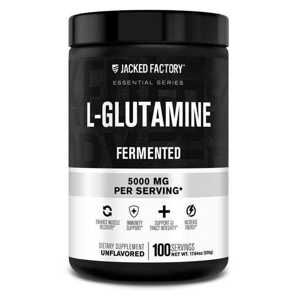 L-Glutamine Powder 500g, 100 Servings - Vegan Fermented L Glutamine for Post Workout Muscle Recovery, Immunity, Digestive Health - Tested & Trusted, No Artificial Fillers - Unflavored