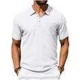 thumbnail image 2 of VgaVtl Short Sleeve Polo Mens Shirts Cotton Linen Summer Mens Collared Shirt Plain White Soft with Pocket Button Shirts, 2 of 7