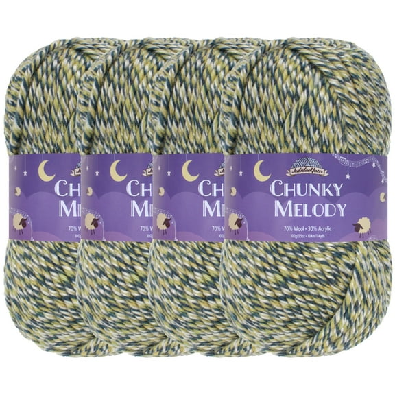 JubileeYarn Chunky Melody Yarn - 100g/Skein Bulky Wool Blend - Lake Front - 4 Skeins