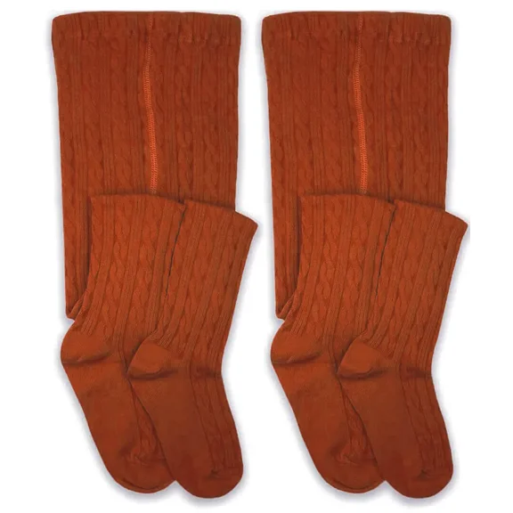 Jefferies Socks Girls Tights, 2 Pack Cable Knit Stockings, Sizes S-L