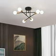 thumbnail image 3 of Senhu Sputnik Chandelier Light Fixture Modern Sputnik Ceiling Lights Black and Gold Mid Century Sputnik Light Fixture, Semi Flush Mount, for Bedroom Kitchen Dining Room, 6 Lights, Bulbs Not Included, 3 of 8