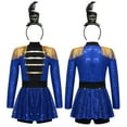 thumbnail image 6 of SiiRoh Girls Circus Ringmaster Jumpsuit Sequins Tassels Tutu Skirt Leotard with Hats for Stage Party Blue 14, 6 of 7