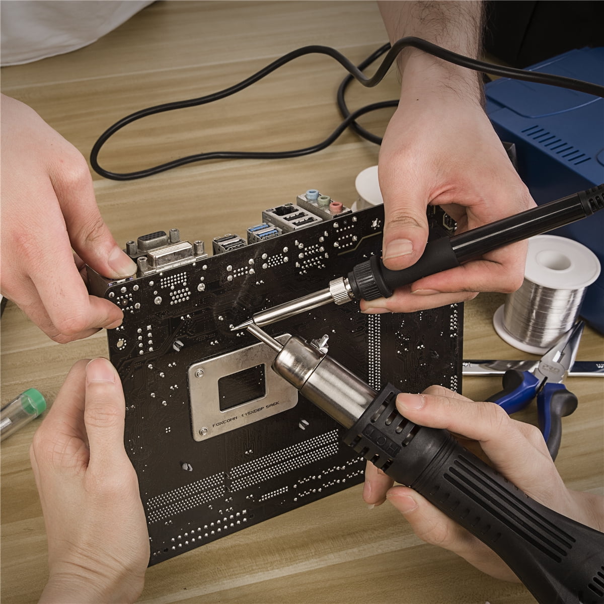 EXCITED WORK 800W Electric Soldering Station, 2 in 1 Electric Heat Gun LED Display Electric Soldering Iron Kit Workstation for Soldering Tools, Repair Soldering Kit