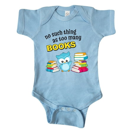 

Inktastic No Such Thing as Too Many Books with Cute Owl Gift Baby Boy or Baby Girl Bodysuit