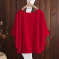 thumbnail image 5 of Tfken Summer Women Tshirts Solid Color Crew Neck Batwing Sleeve Tops Fashion Casual Daily Wear Female Soft Shirts Red, 5 of 6