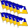 thumbnail image 1 of Muyoka 10pcs Insignia de la bandera ucraniana de metal Botones de la bandera ucraniana azul y amarilla con dise帽o de paloma Insignias de la bandera ucraniana solidaria duradera para la decoraci贸n de, 1 of 7