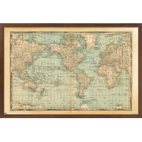 Map - Rustic Wall Poster, 14.725" x 22.375", Framed
