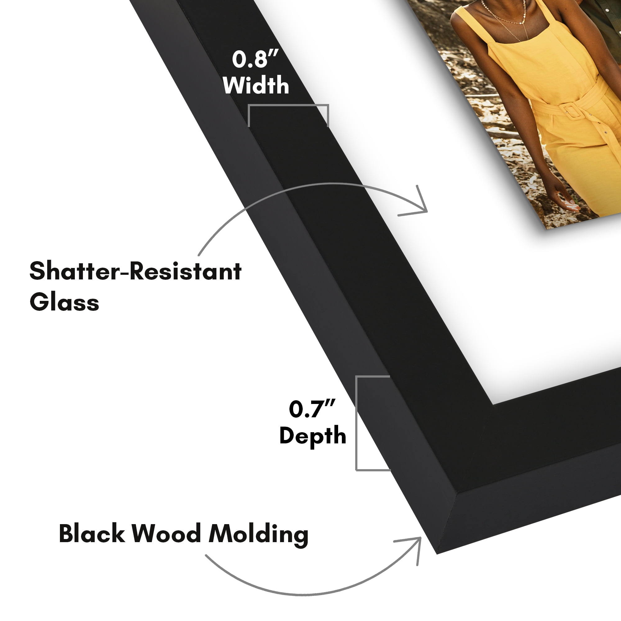 Americanflat 4x6 Double Picture Frame with Shatter-Resistant Glass Fits 2 use as One 9x12 Poster Frame - Black