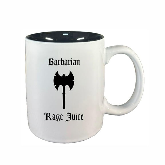 D&D Coffee Mug, Barbarian Rage Juice 11oz Ceramic Coffee Cup Teacup with Handle, Dungeons Dragons Gifts DND