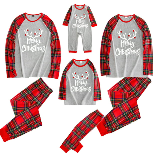 Family Christmas Pjs Matching Sets Elk Plaid Jammies for Adults Kids ...