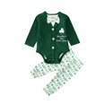 thumbnail image 1 of 3PCS Baby Boy Gentleman Clothes St Patrick‘s Day Clover Romper Pants Outfits, 1 of 7