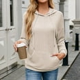 thumbnail image 5 of BXINGOHAI Hoodies for Women Casual Long Sleeve Textured Knit Loose Drawstring Hooded Sweatshirt 2024 Fall Lounge Sweatshirts with Pocket Today Beige,L, 5 of 5