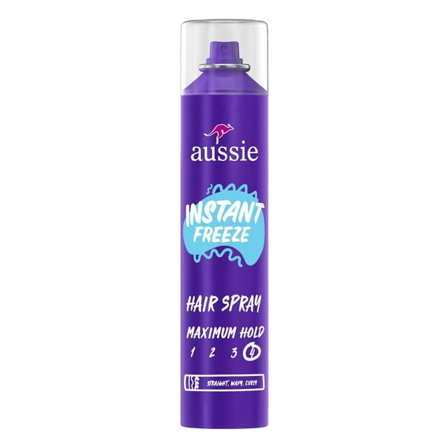 Aussie Instant Freeze Hair Spray for Curly Hair, Straight Hair, and Wavy Hair