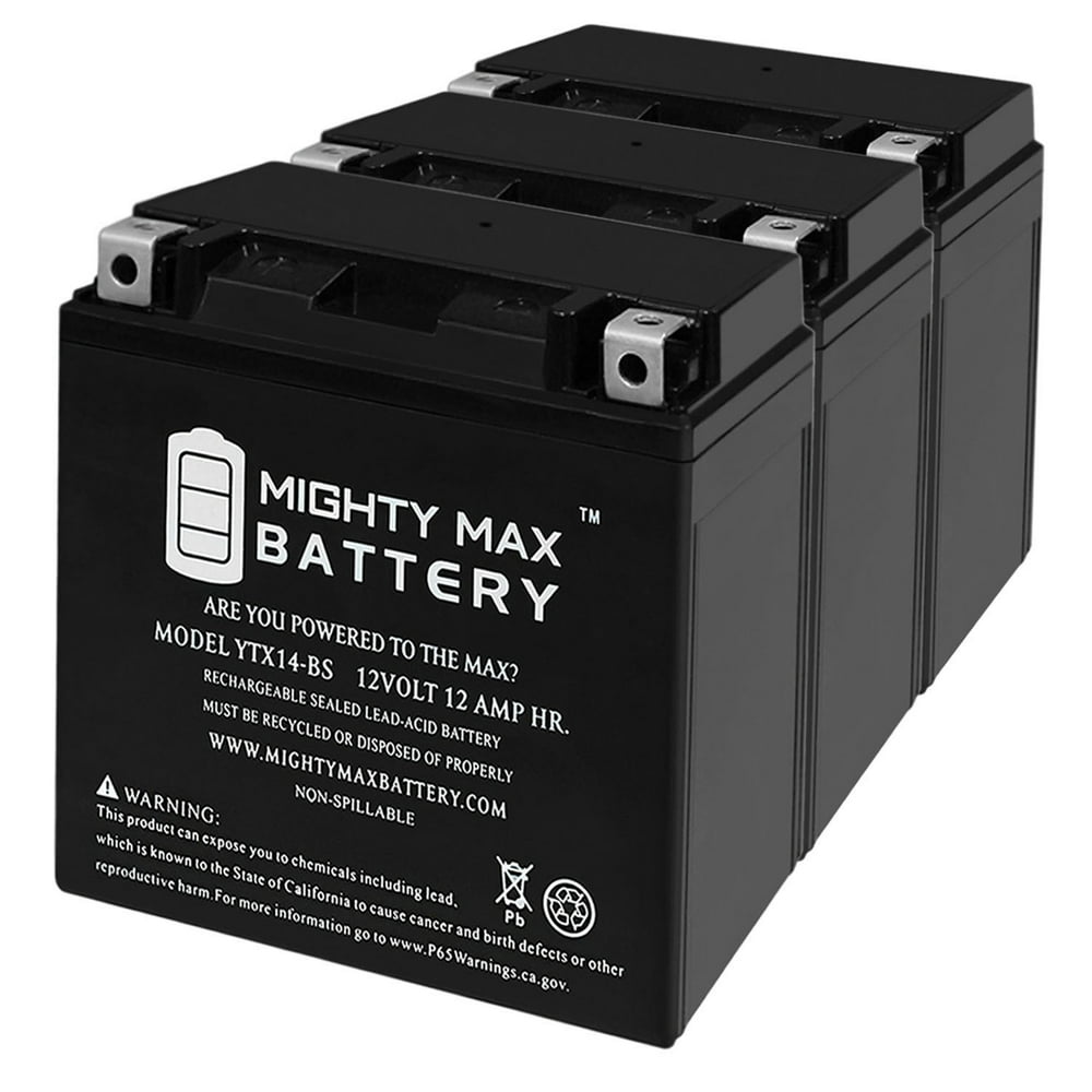 YTX14BS Battery for Suzuki 400 LTA400 King Quad 2017 3 Pack