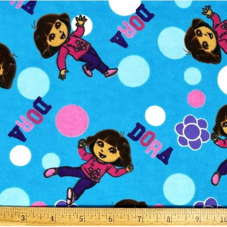1/2 Yard - Dora the Explorer on Blue Cotton Flannel Fabric (Great for Quilting, Sewing, Craft Projects, Throw Pillows & More) 1/2 Yard X 44" Wide