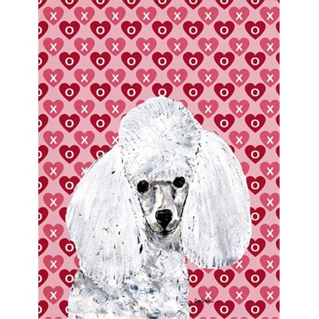 Caniche Blanc Coeurs et Amour Drapeau Jardin Taille