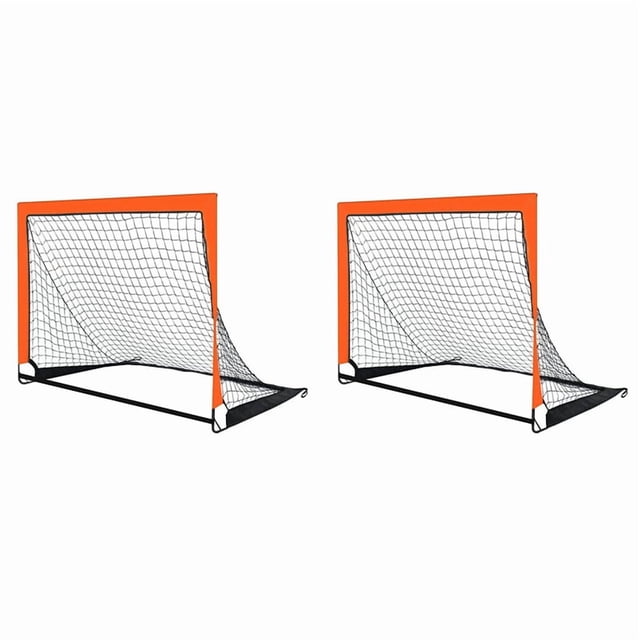 2X Orange Children'S Football Goal Portable Foldable Mobile Training Football Goal
