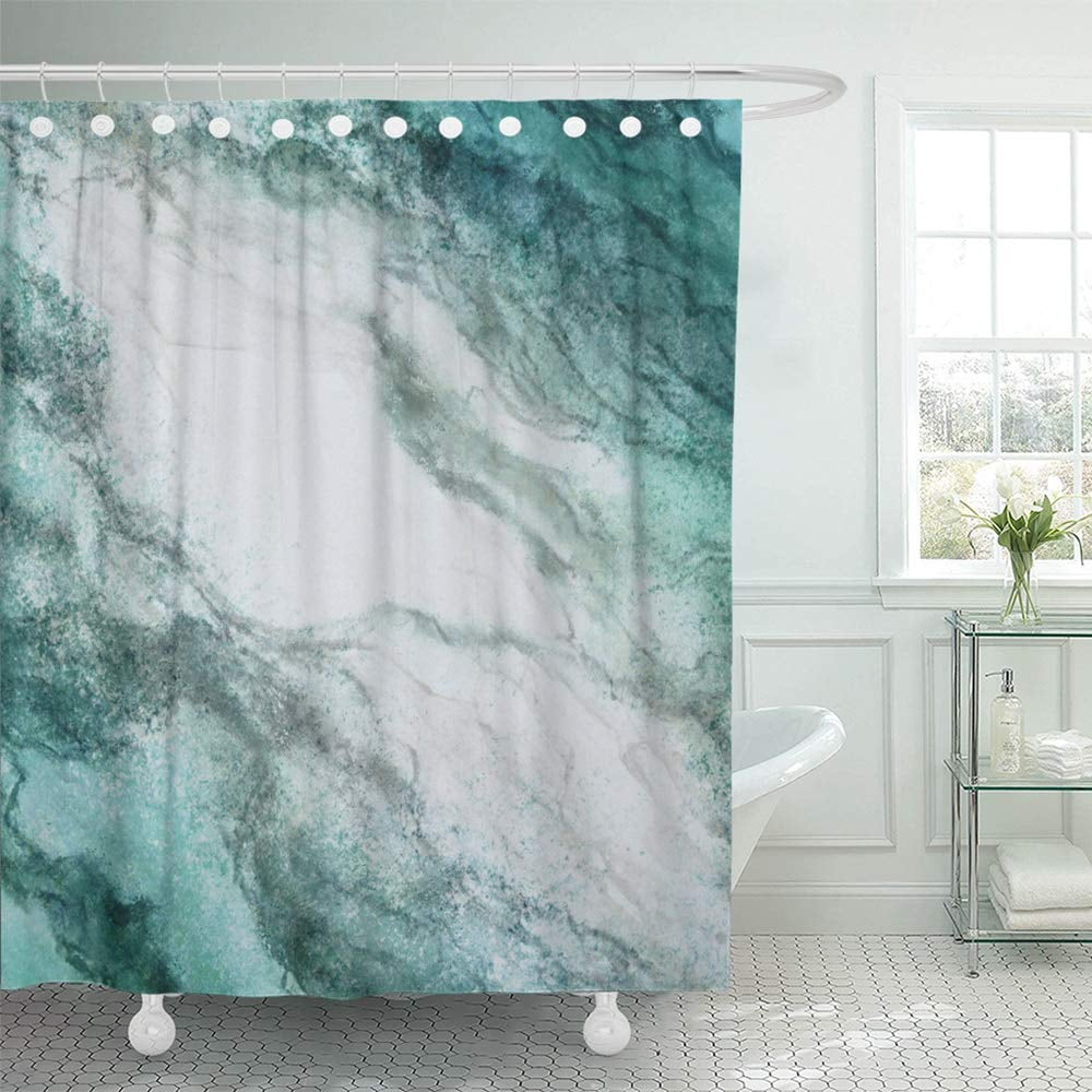 Ksadk Green Faux Teal Blue And White, Turquoise And White Shower Curtain