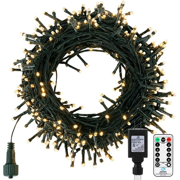 Outdoor Christmas Tree , 66FT 200 LED Twinkle Fairy with 8 Light Modes for Christmas Trees Garland Wreath Wedding Indoor Outdoor Holiday Decorations with Warm White
