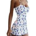 thumbnail image 1 of PALACLOTH Women Spaghetti Strap Mini Bodycon Floral Round Neck Summer Sexy Dress, 1 of 2