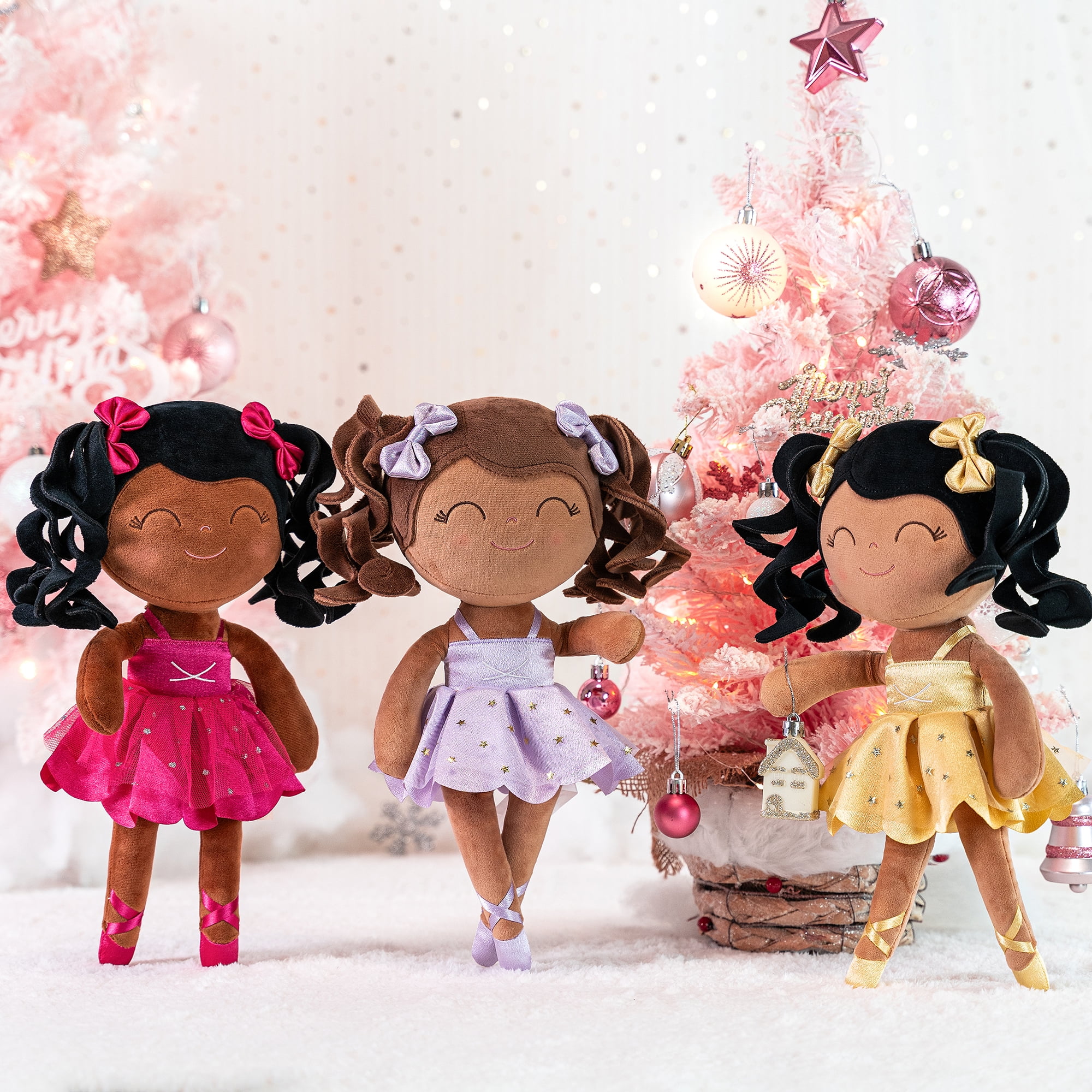 Gloveleya Baby Girl Gifts Plush Dolls Soft Girls Toy Ballerina Golden 13 Inches with Gift Box