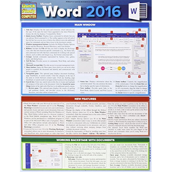 Pre-Owned Microsoft Word 2016 (Quick Study Computer), 9781423226055, 1423226054, Paperback, Lam Rfc Cr edition
