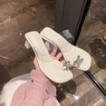 thumbnail image 3 of Grape Mom New Style Exquisite Butterfly Rhinestone Elegant Square Head One-character Sandals with Transparent Strap High Heel Women‘s Summer Outer Wear, 3 of 5