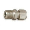 Male Connector, Pipe 1/2 In, Tube 1/2In, SS