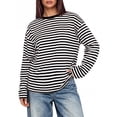 thumbnail image 2 of WIHOLL Long Sleeve Shirts for Women Plus Size Crewneck Sweatshirts Fashion Striped Pullovers Casual Loose Fit Fall Spring Tunic Tops, 2 of 9