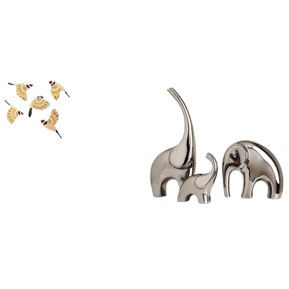 CarpNettore Wooden Bird Wall Art Hanging Ornament and Family Elephants Figurines Ceramic Statue Animal Sculpture Collectible Decorative for Home Office Bedroom