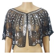 Aellinatey Women's Glittering Shawl Sequins Bridal Shawl Fringed Evening Wrap Shawls
