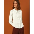thumbnail image 4 of Unique Bargains Chemise Boutonnée pour Femme Col Peter Pan à Nouer Blouses de Tenue de Travail, 4 of 6